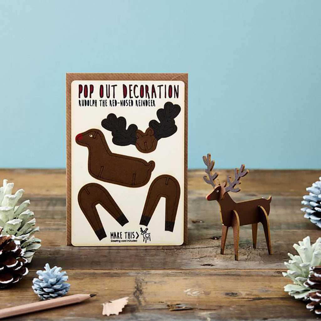 Rudolph Pop Out Decoration And Christmas Card by The Pop Out Card Company