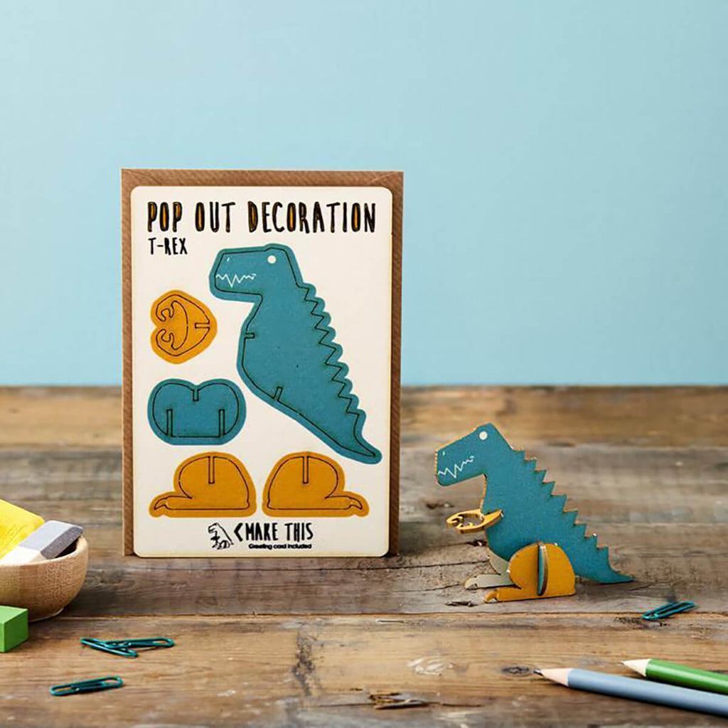 T Rex Pop Out Decoration And Greetings Card by The Pop Out Card Company