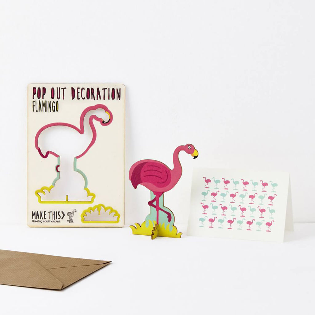Flamingo Pop Out Decoration And Greetings Card by The Pop Out Card Company