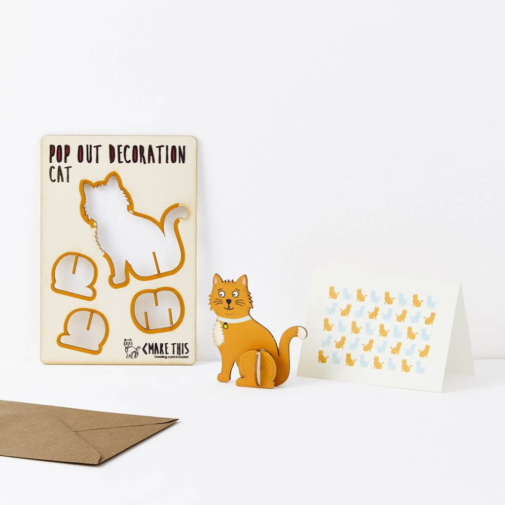 Ginger Cat Pop Out Decoration And Greetings Card by The Pop Out Card Company