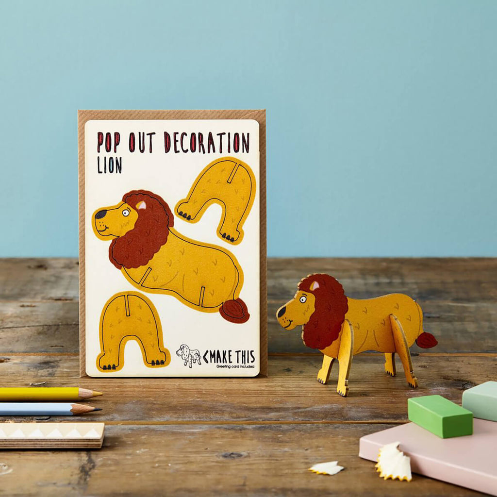 Lion Pop Out Decoration And Greetings Card by The Pop Out Card Company
