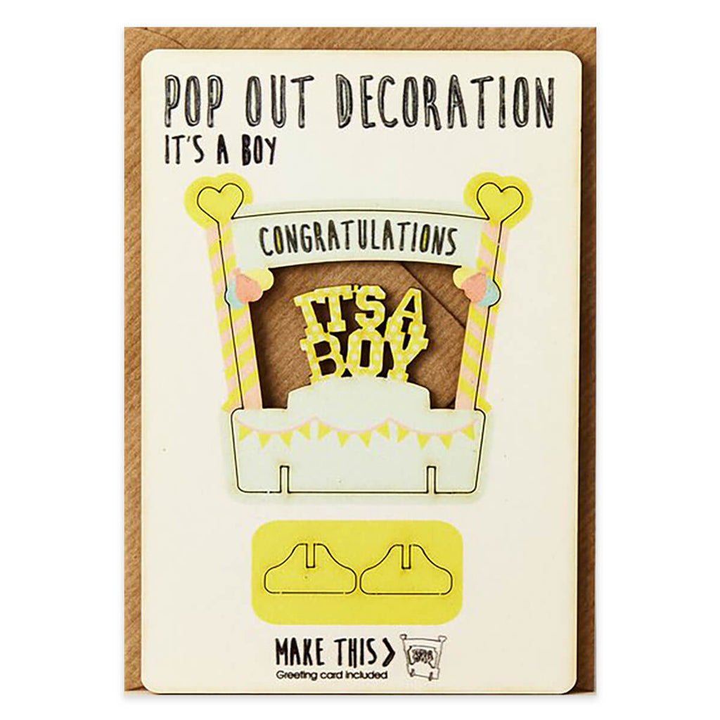 It's A Boy Pop Out Decoration And Greetings Card by The Pop Out Card Company