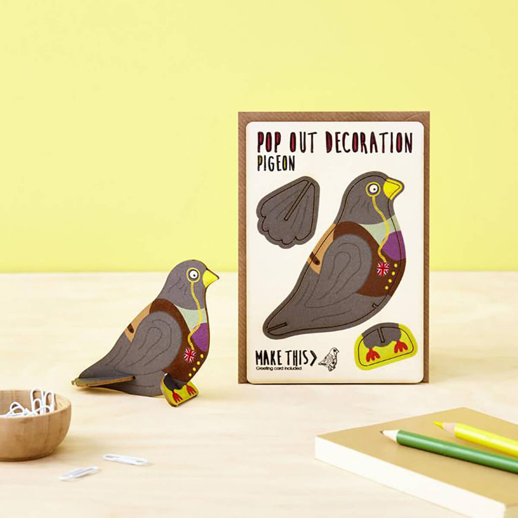 Pigeon Pop Out Decoration And Greetings Card by The Pop Out Card Company