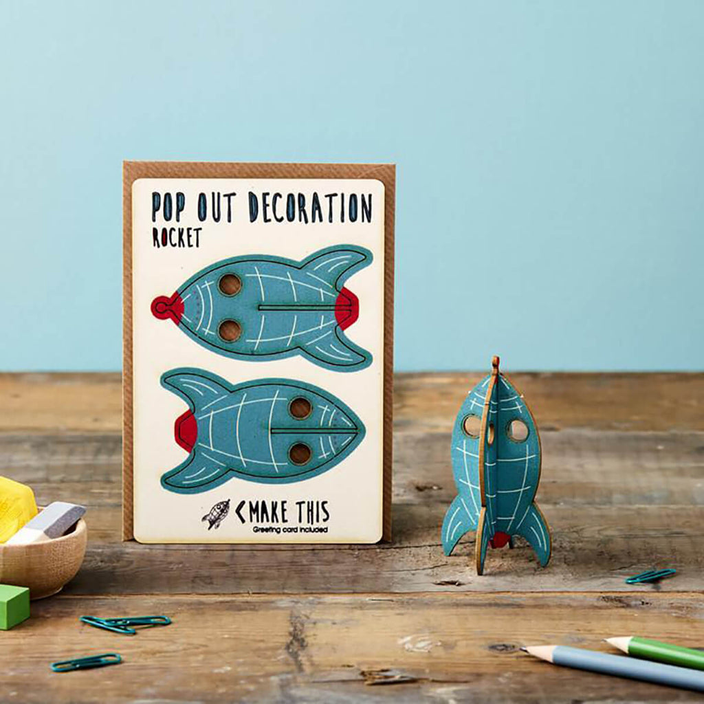 Rocket Pop Out Decoration And Greetings Card by The Pop Out Card Company