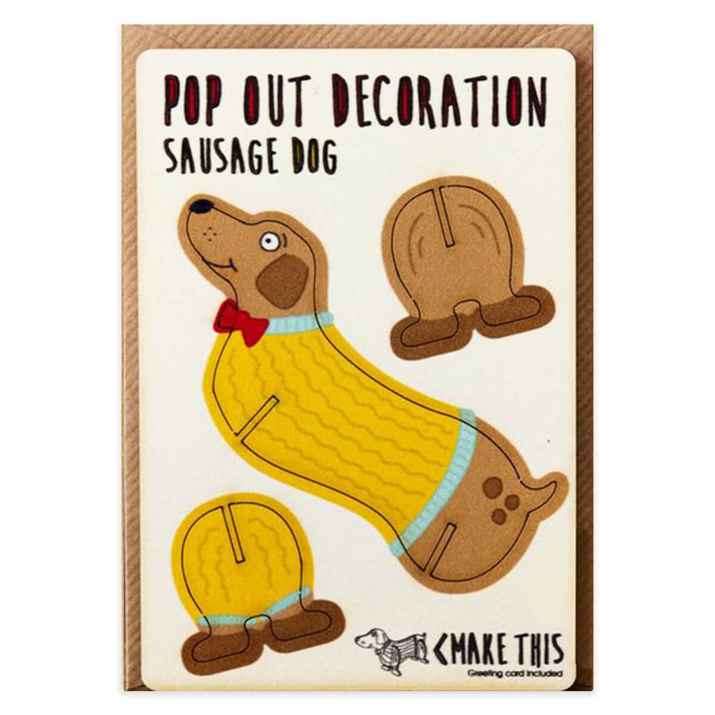 Sausage Dog Pop Out Decoration And Greetings Card by The Pop Out Card Company