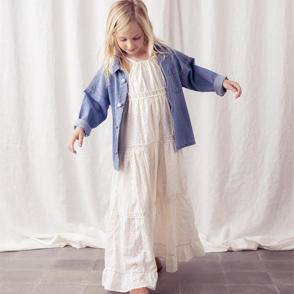 Swiss Embroidered Long Dress by Tocoto Vintage - Last Ones In Stock - 3-4 Years