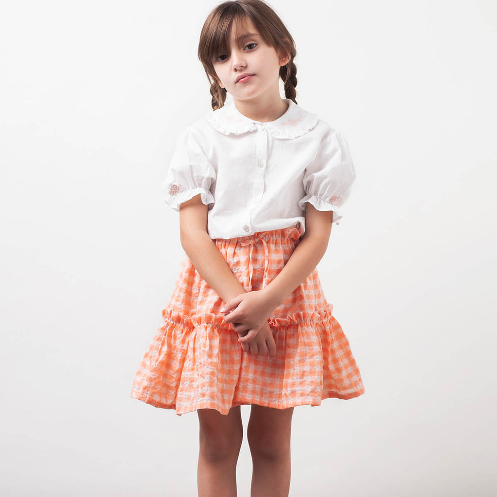 Checkered Gingham Skirt in Pink by Tocoto Vintage - Last One In Stock - 12 Years