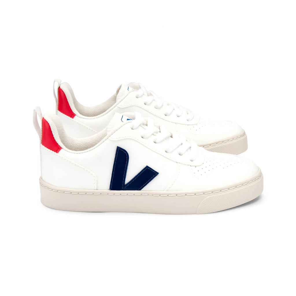 V-10 CWL Lace Trainers in White / Cobalt Pekin by Veja