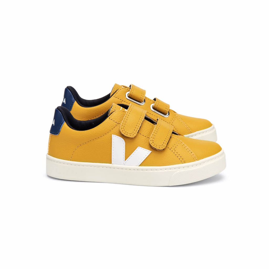 Esplar Velcro Leather Trainers in Moutarde / White / Cobalt by Veja