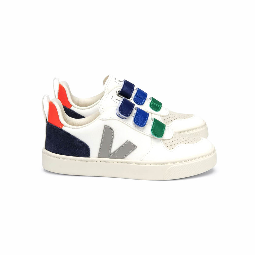 V-10 Velcro Leather Trainers in Extra White / Multico by Veja