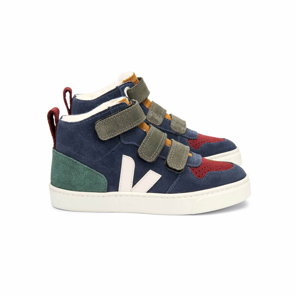 V-10 Mid Velcro Suede Trainers in Multico / Nautico / Cyprus by Veja
