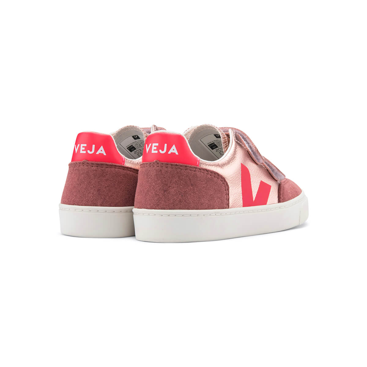 V-12 Velcro Leather Trainers in Pink Gold / Flouro by Veja