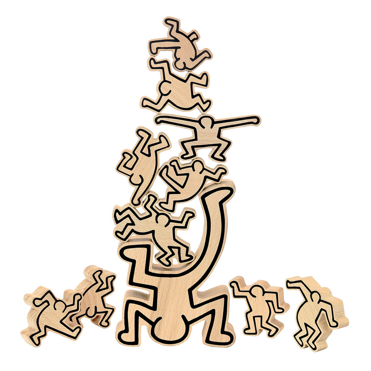 Keith Haring Character Stacking Blocks in Natural Wood by Vilac