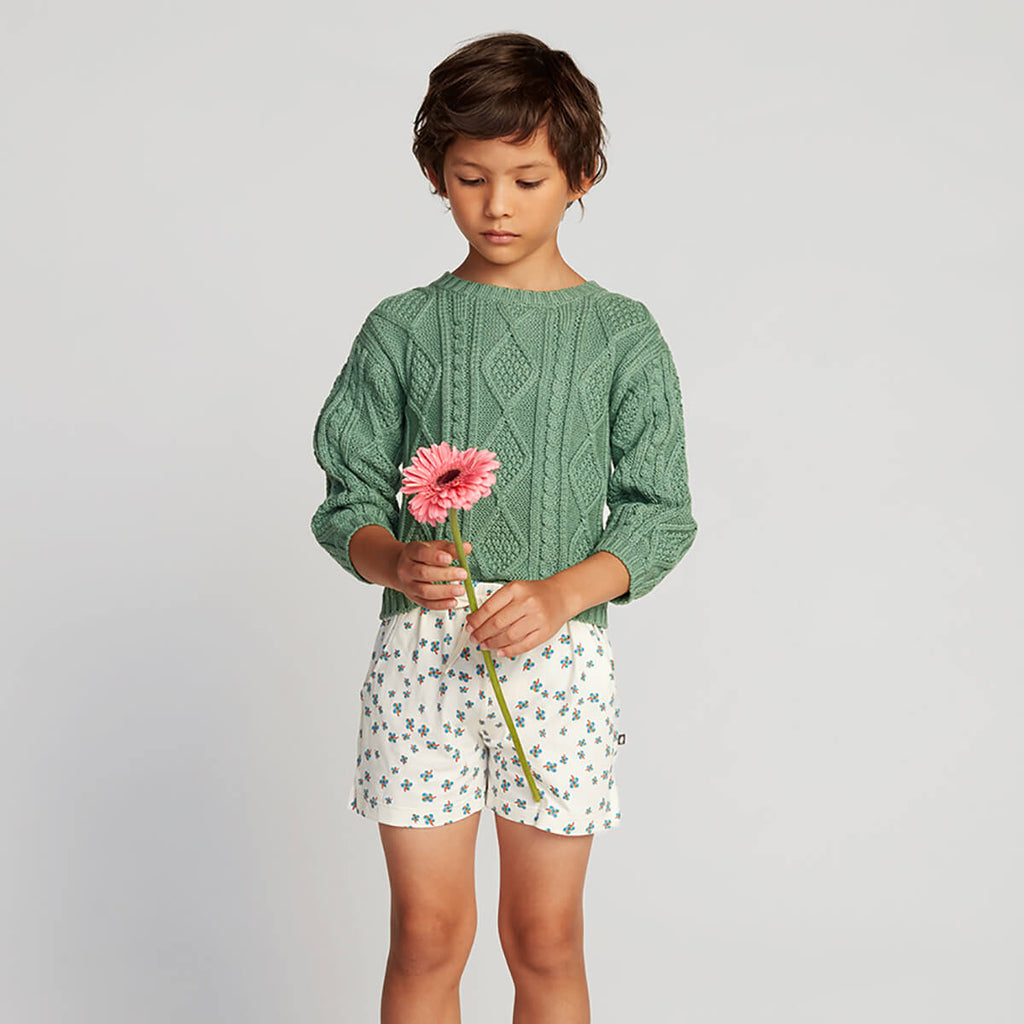 Shorts in Gardenia / Clover Print by Oeuf NYC