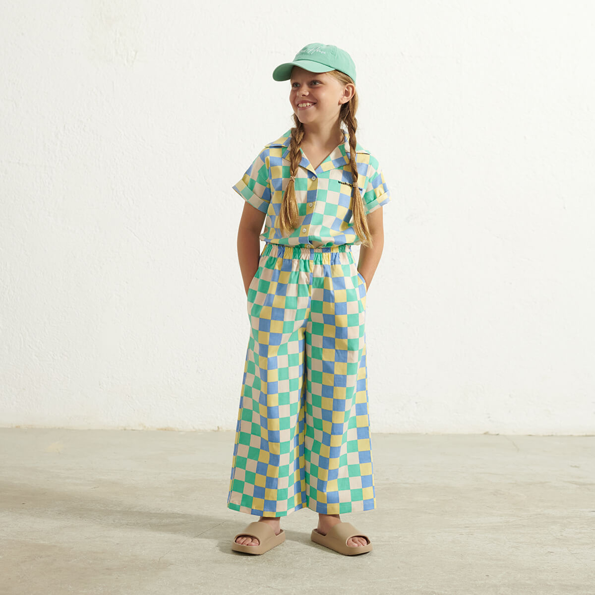 Chess Flare Pants in Multicolour by Weekend House Kids - Last One