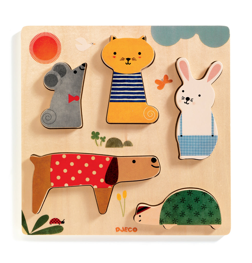Woodypets Wooden Relief Puzzle by Djeco