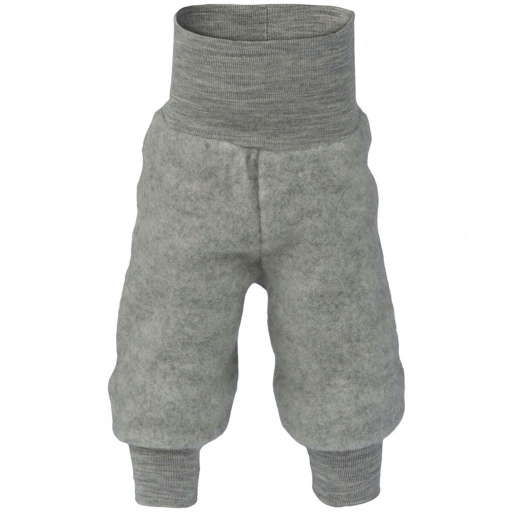 Wool Fleece Baby Pants with Waistband in Grey Melange by Engel