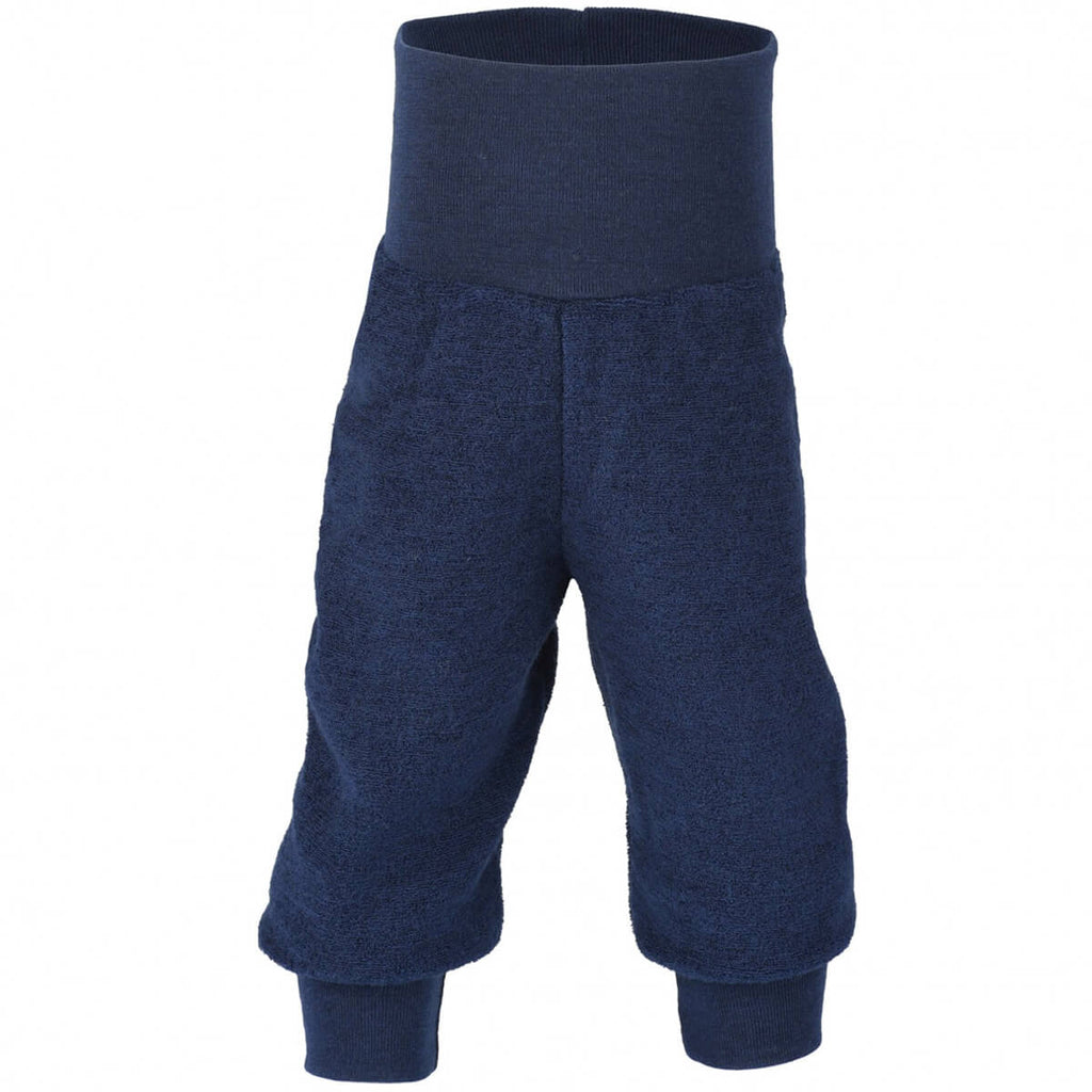 Wool Fleece Baby Pants with Waistband in Navy Blue by Engel