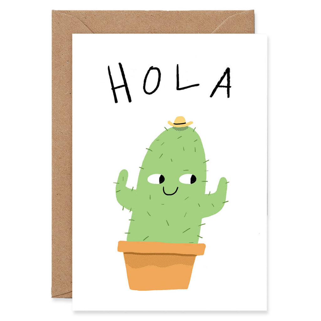 Hola Cactus Greetings Card by Elliot Kruszynski for Wrap