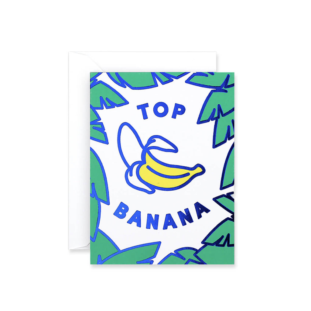 Top Banana Foil Blocked Mini Greetings Card by Rachel Peck for Wrap