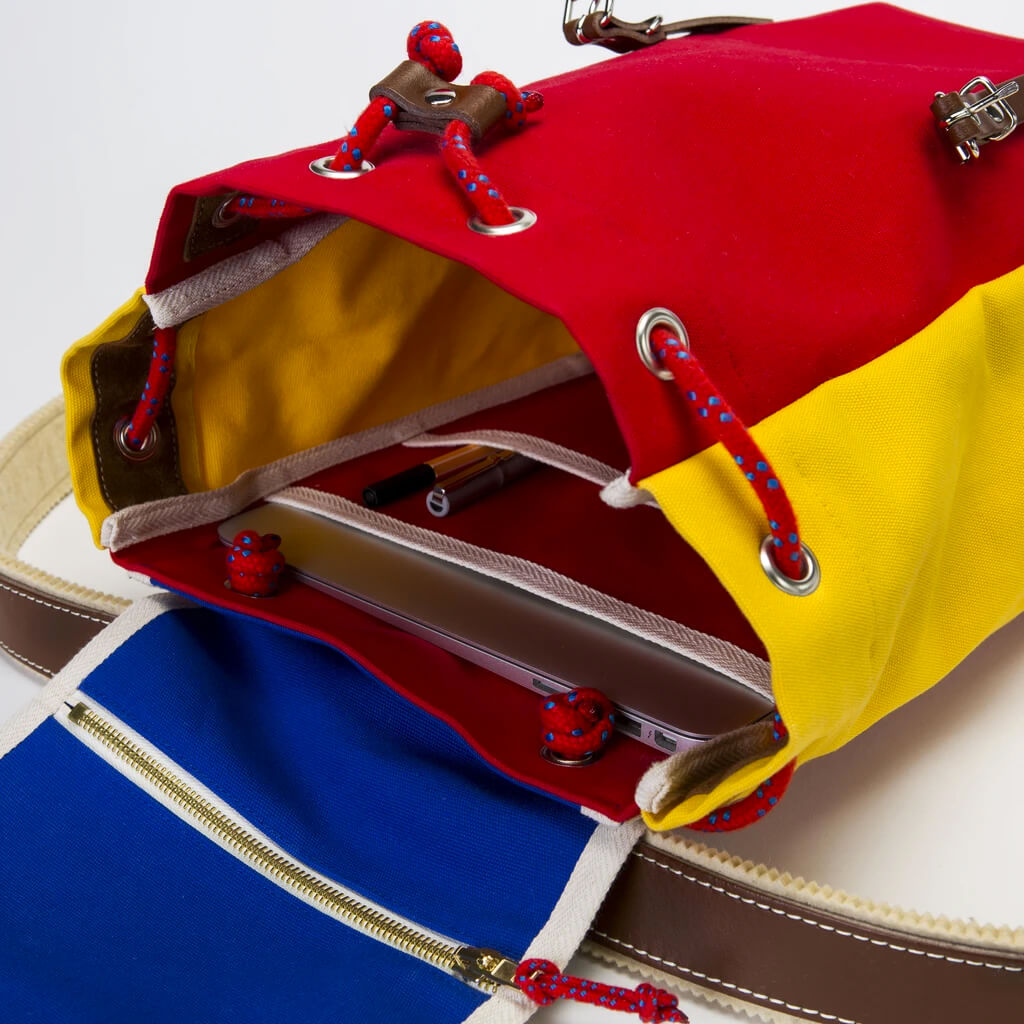 Matra Mini Leather Backpack in Tricolor by YKRA