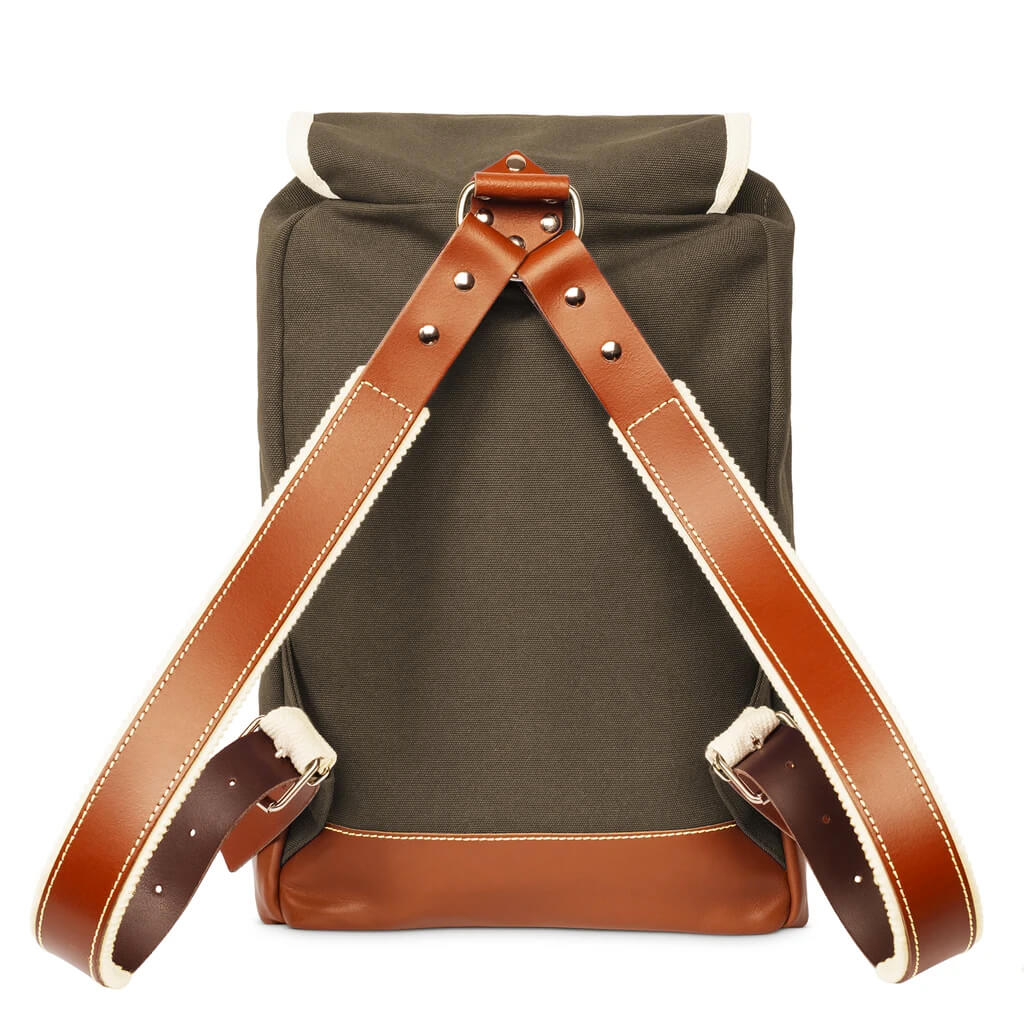 Matra Mini Leather Backpack in Khaki by YKRA