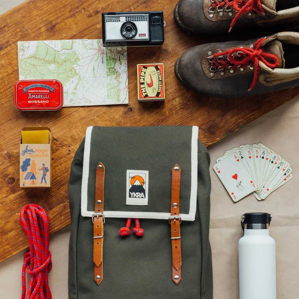 Matra Mini Leather Backpack in Khaki by YKRA