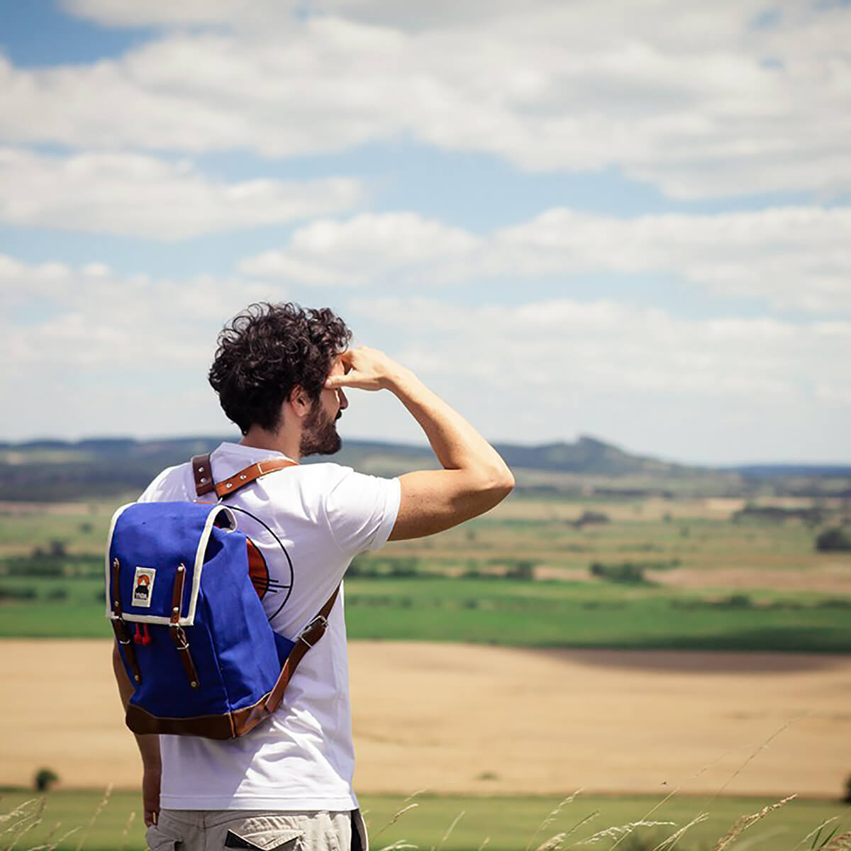 Matra Mini Leather Backpack in Blue by YKRA