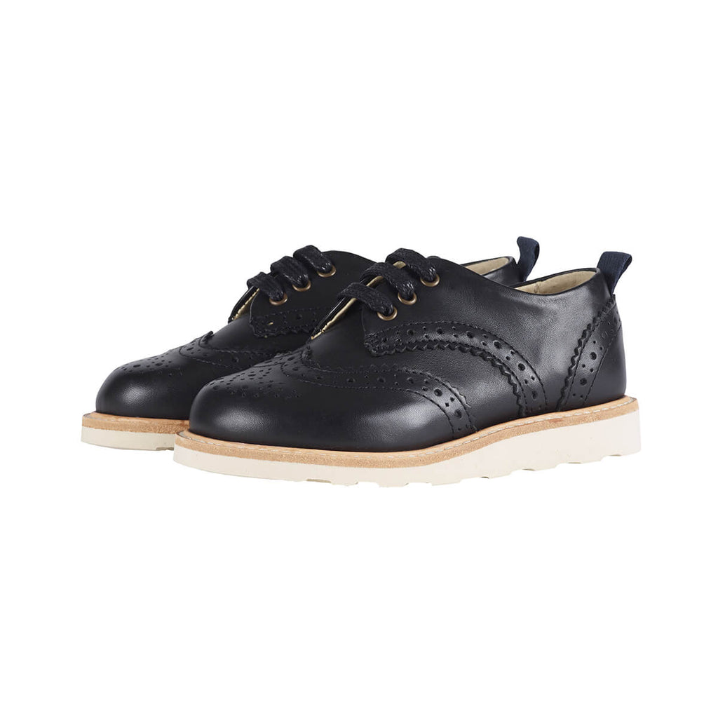 Brando Brogue Shoe in Black Leather by Young Soles