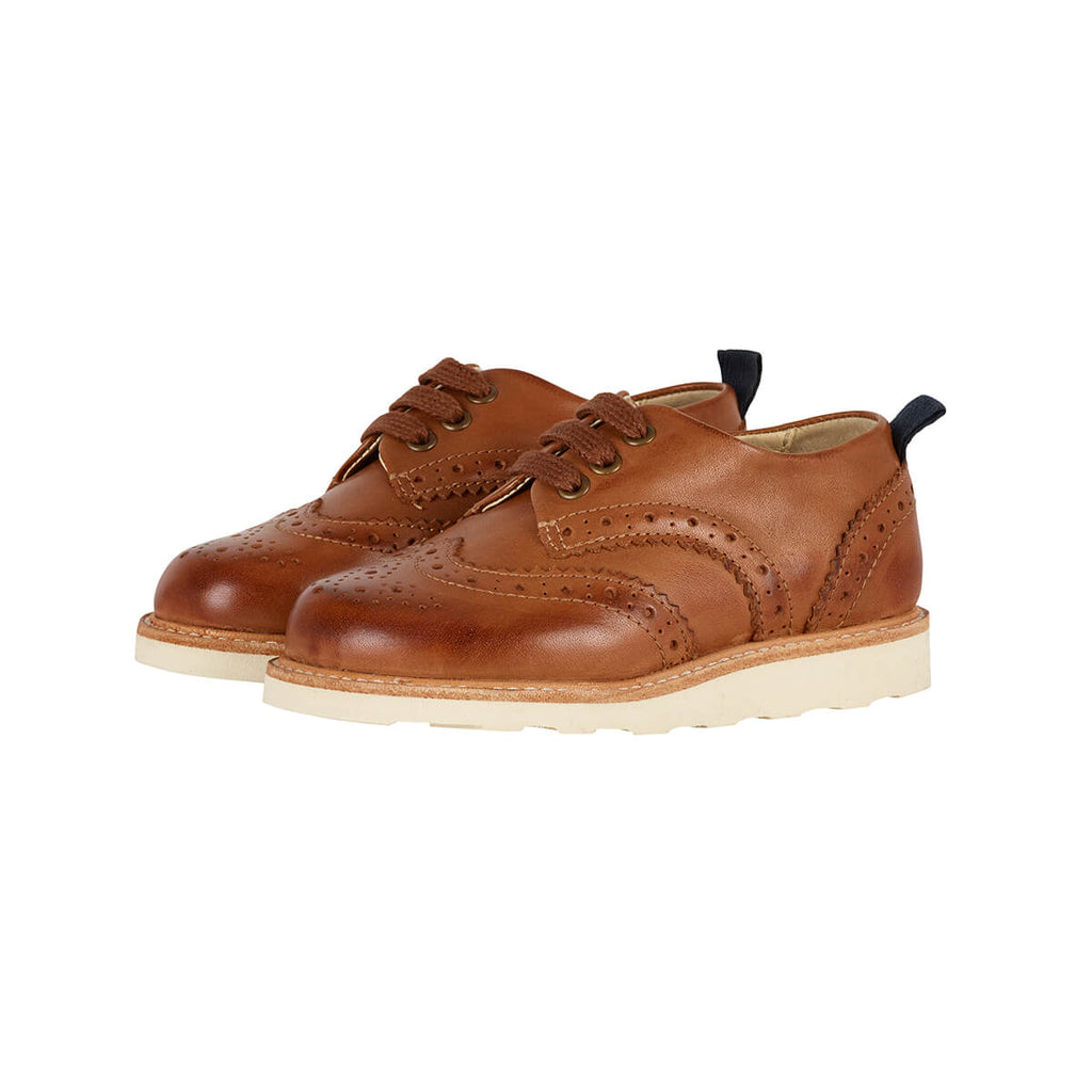 Brando Brogue Shoe in Burnished Tan Leather by Young Soles