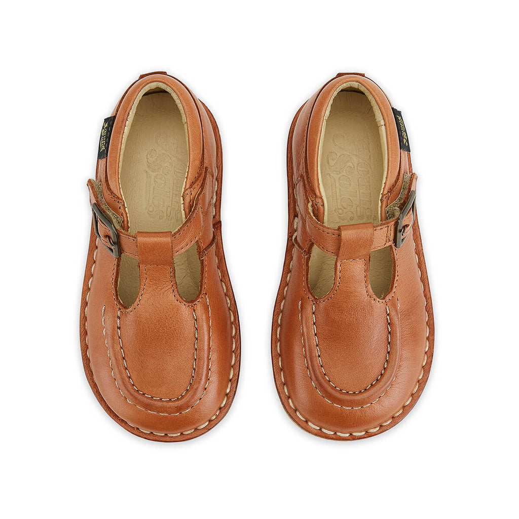 Parker Velcro T-Bar Shoes in Clay Leather by Young Soles