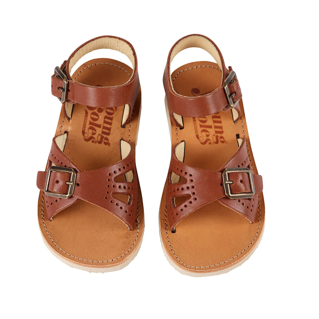 Pearl Sandals in Chestnut Brown Leather by Young Soles