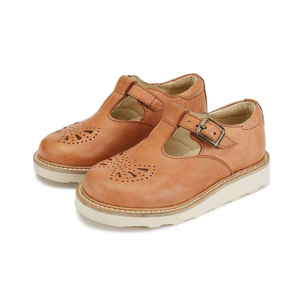 Rosie T-Bar Shoes in Clay Leather by Young Soles