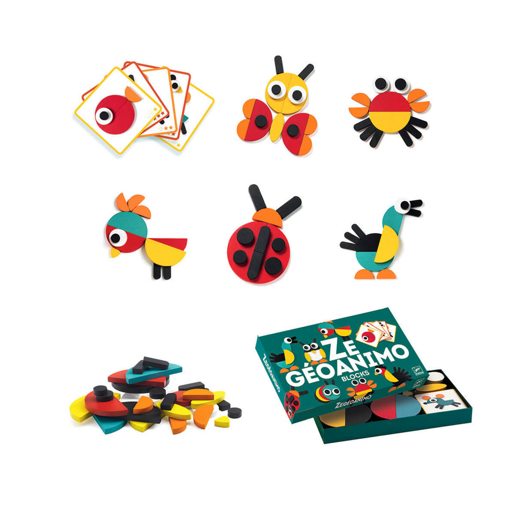 Ze GeoAnimo Animal Wooden Construction Game by Djeco