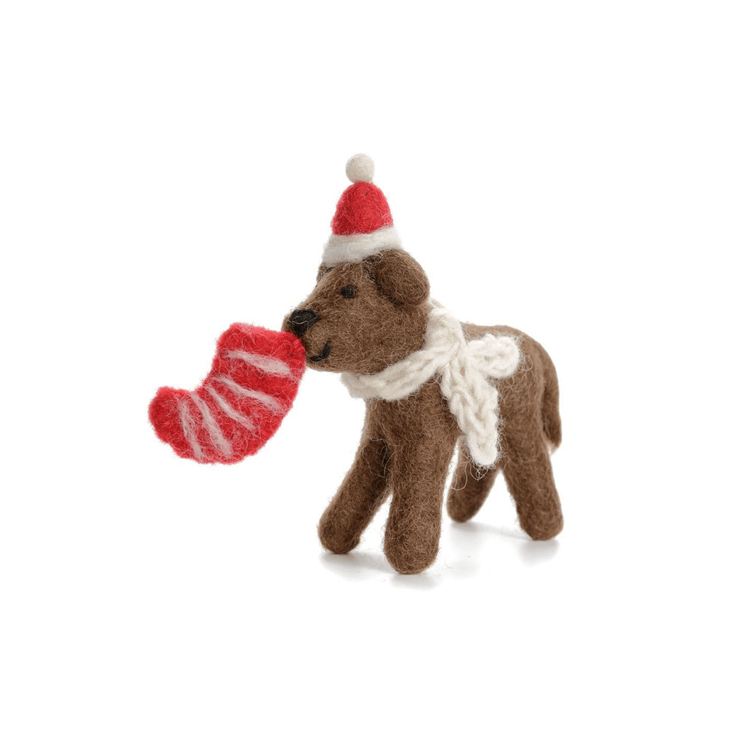 Chocolate Labrador with Stocking Christmas Decoration by Amica