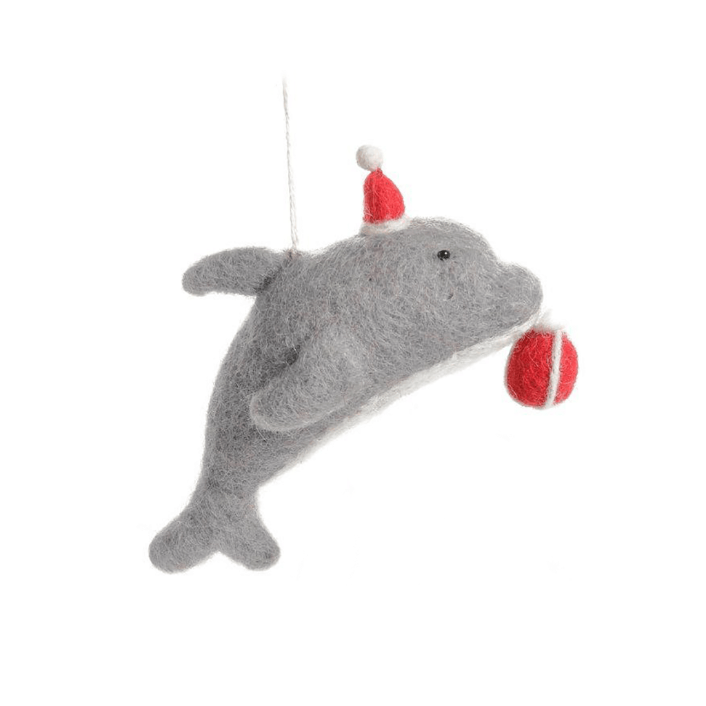 Dolphin with Present Hanging Tree Decoration by Amica