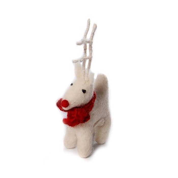 Small Standing Reindeer Hanging Tree Decoration in White by Amica