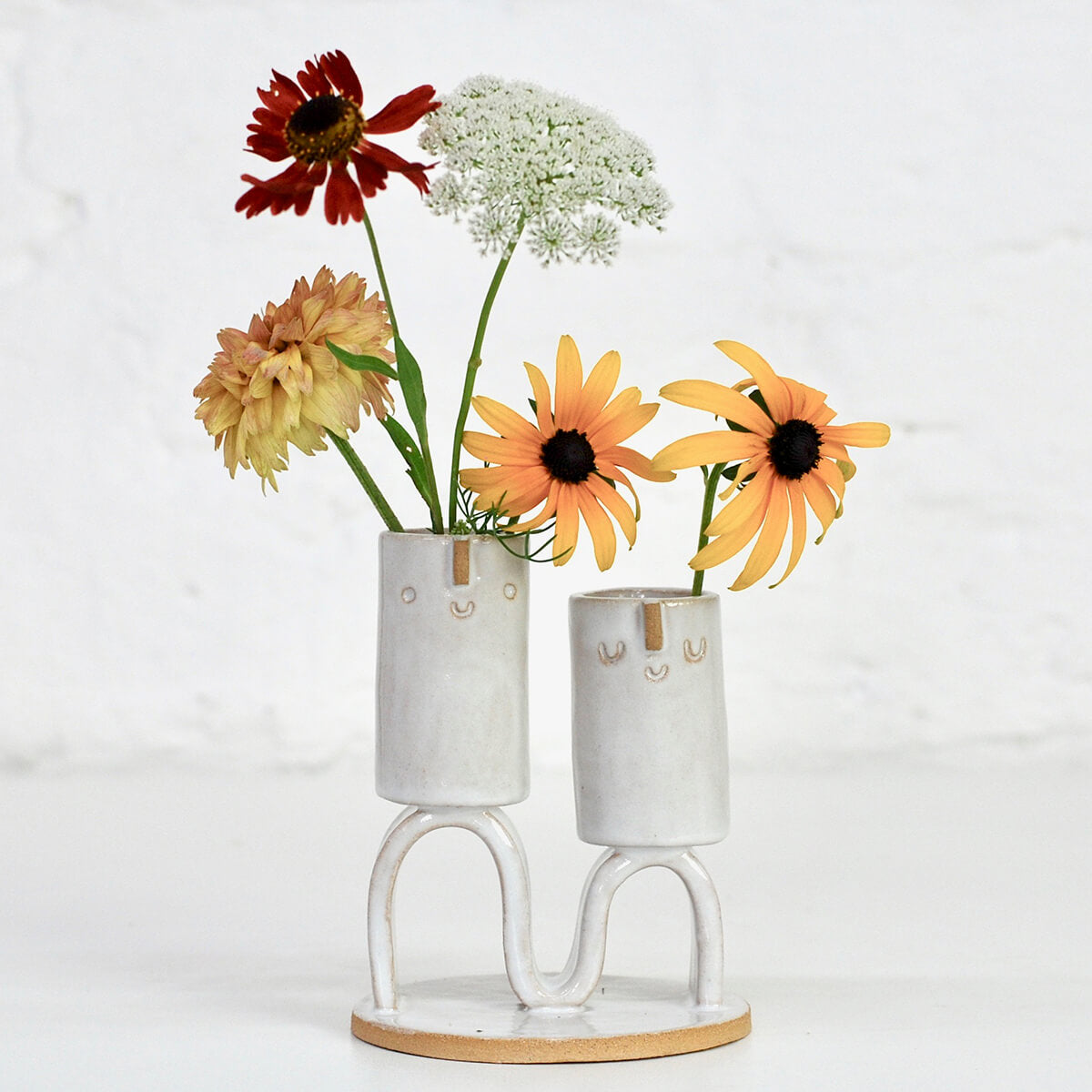 Double Wave Candle Holder in White by Atelier Stella