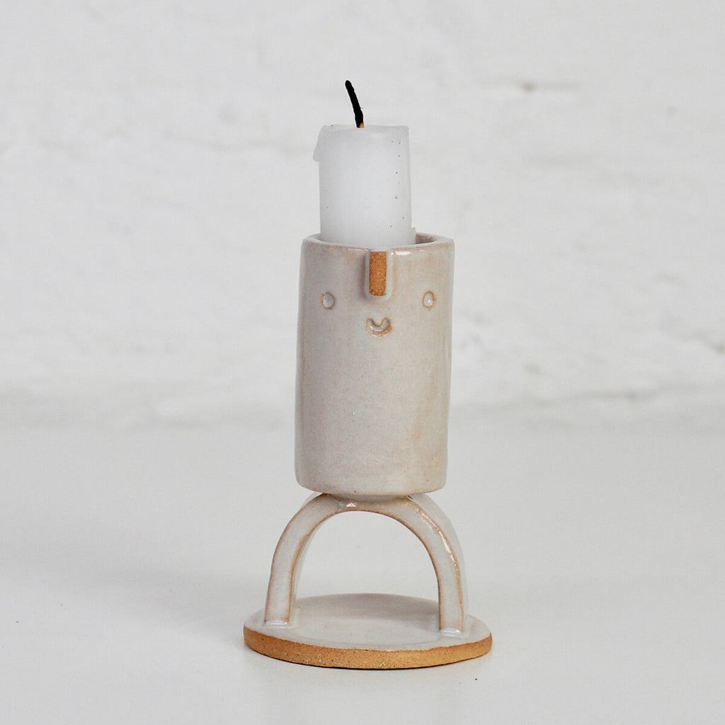 Small Curved Candle Holder in White by Atelier Stella