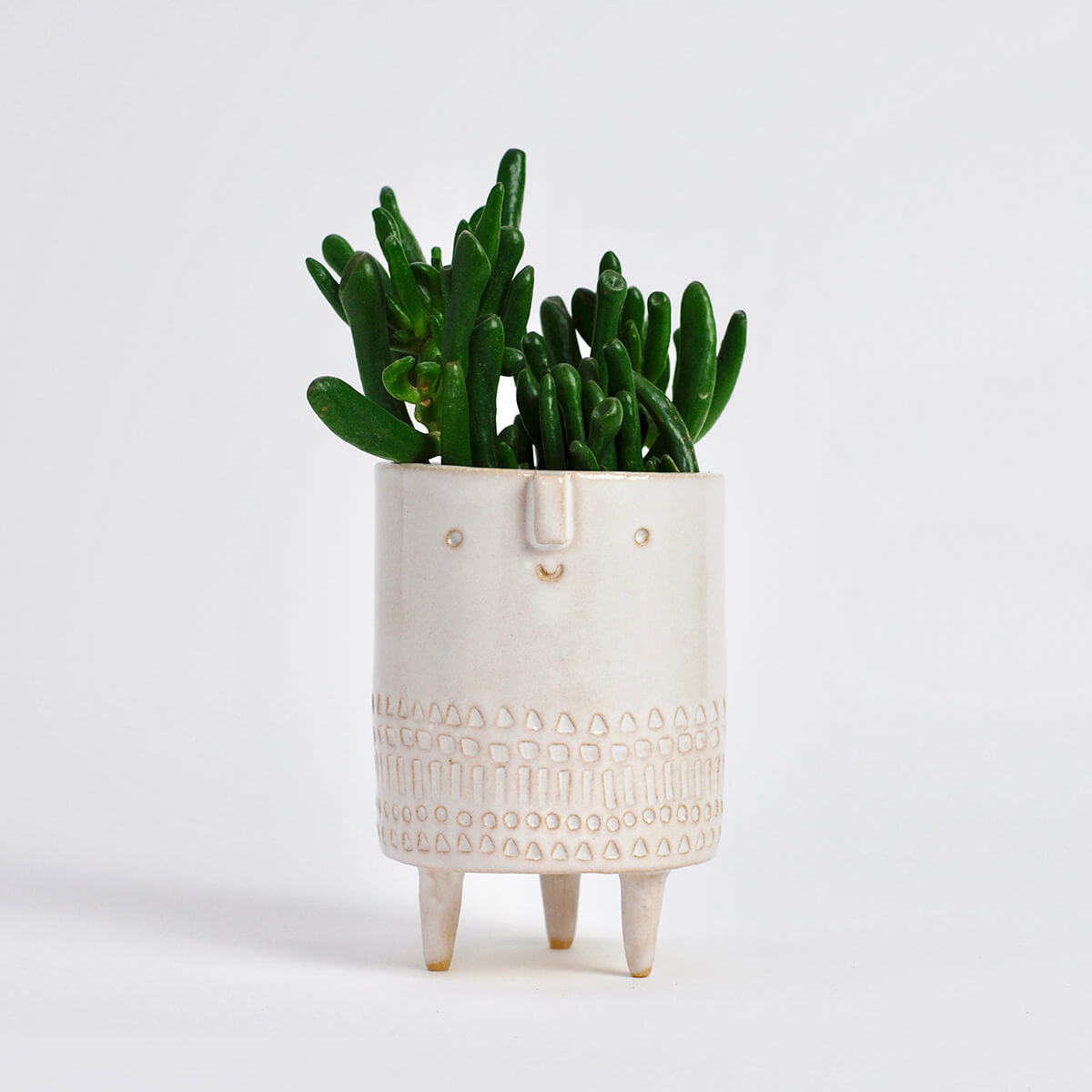 Small Tripod Planter Pot in White Stamped by Atelier Stella