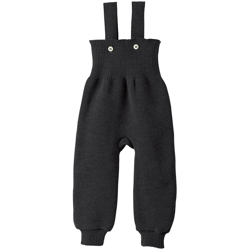 Knitted Merino Dungaree Trousers in Anthracite by Disana