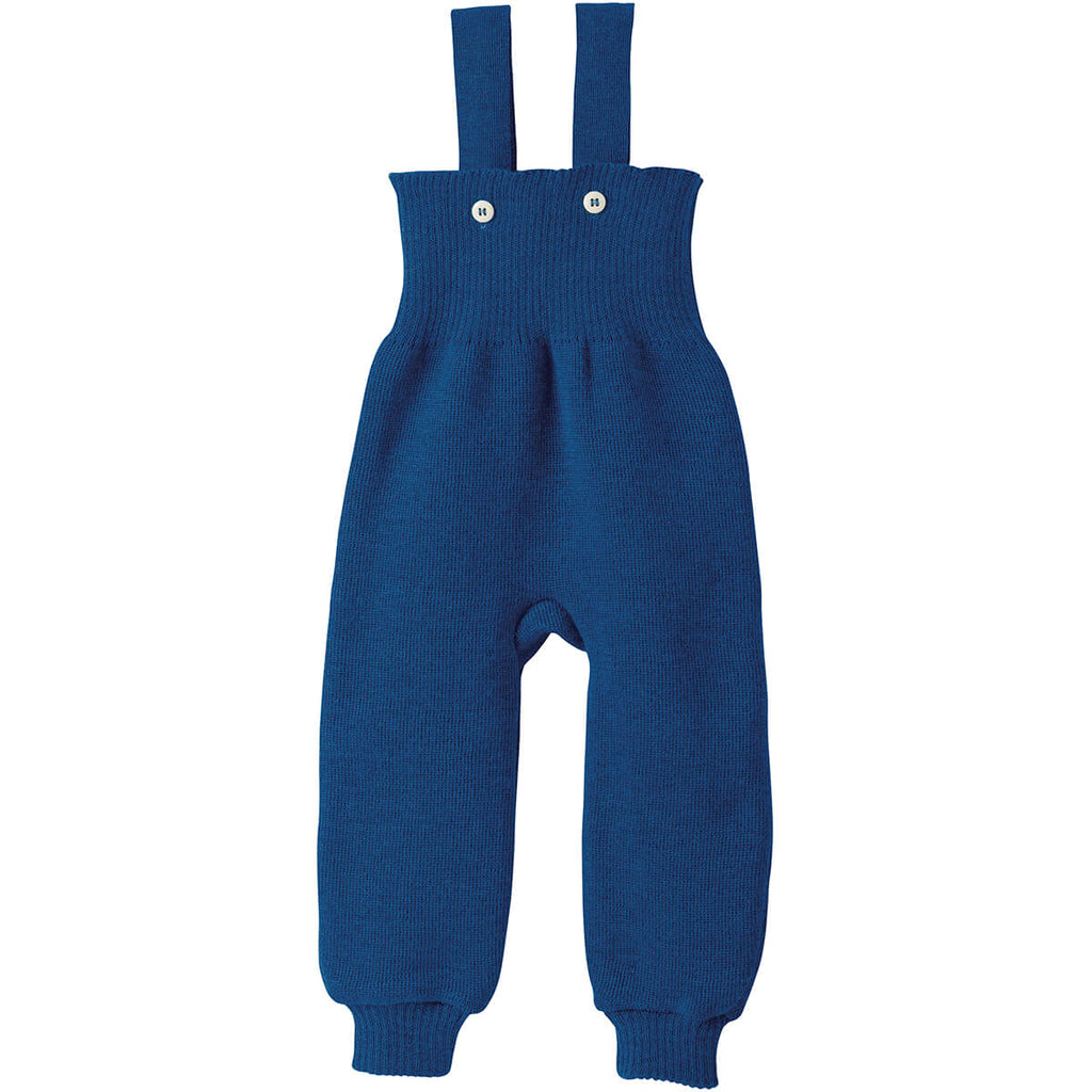 Knitted Merino Dungaree Trousers in Navy by Disana