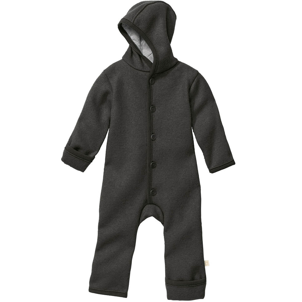 Boiled Merino Wool Baby Overall in Anthracite by Disana