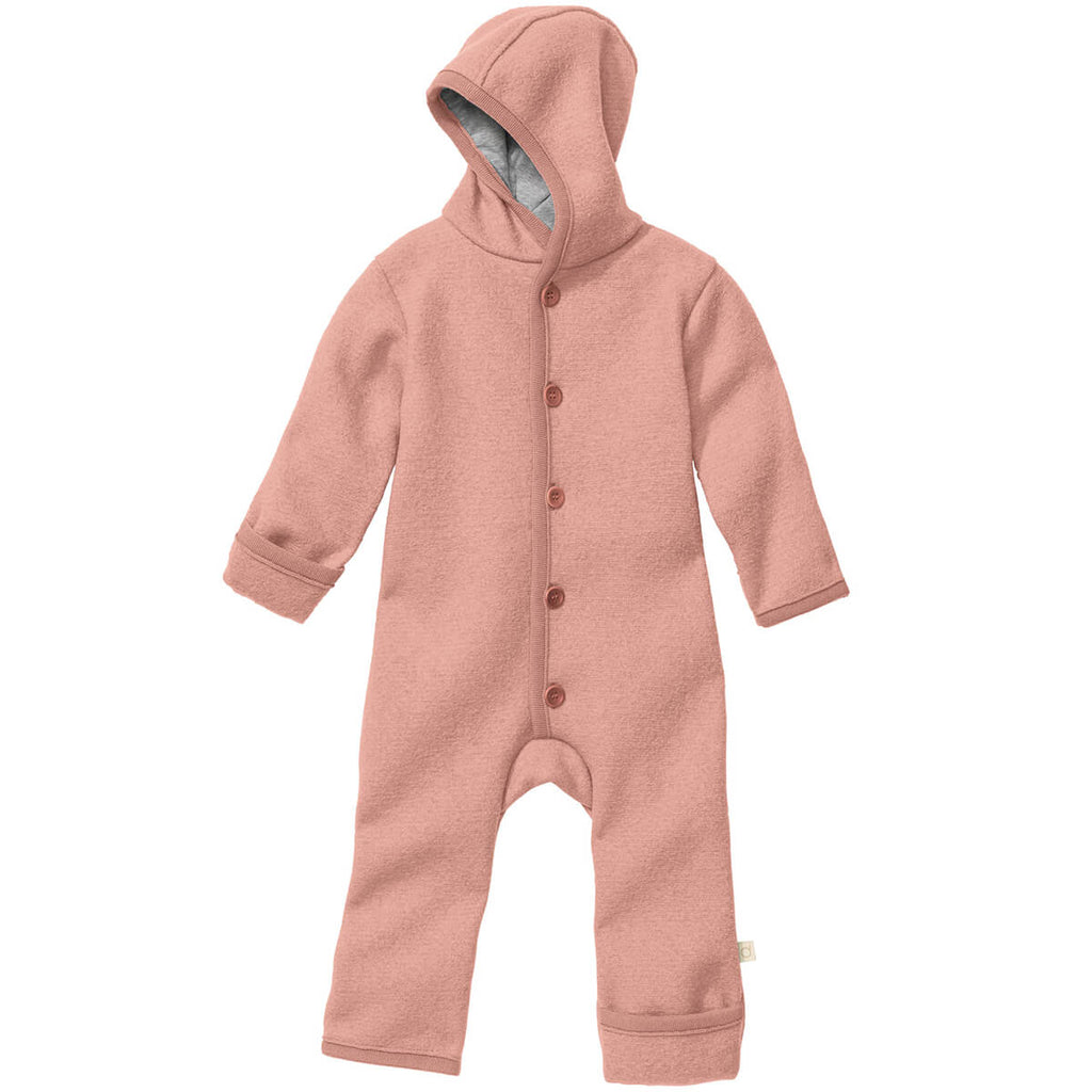 Boiled Merino Wool Baby Overall in Rose by Disana