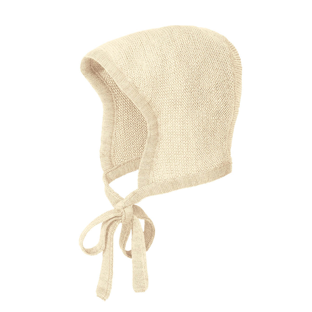 Knitted Merino Baby Bonnet in Natural by Disana