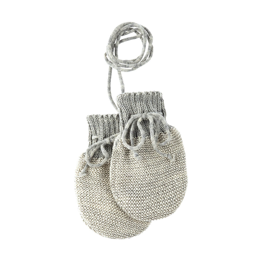 Knitted Merino Baby Mittens in Grey / Natural by Disana
