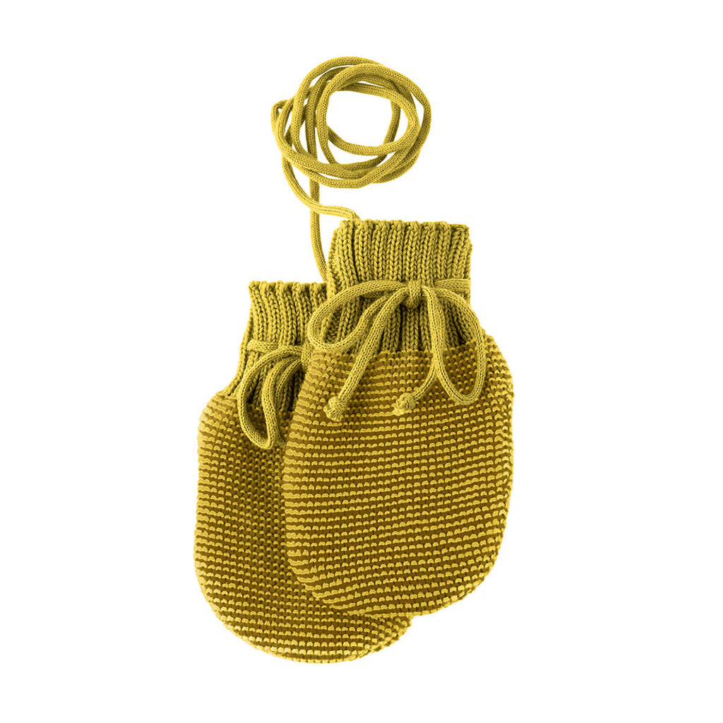 Knitted Merino Baby Mittens in Curry / Gold by Disana