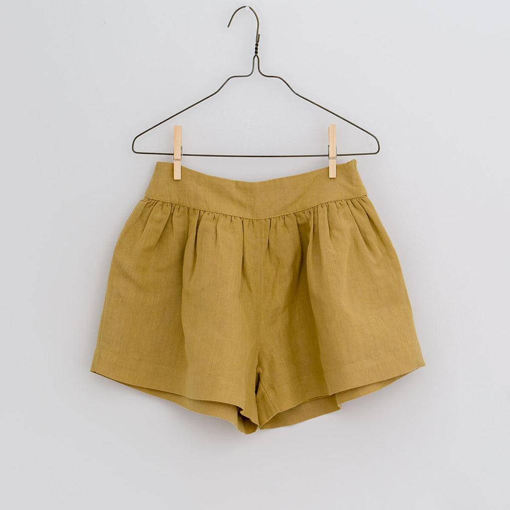 Joanie Shorts in Mustard Linen by Little Cotton Clothes