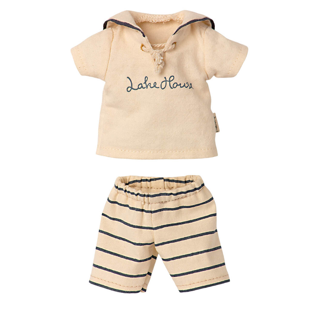 Rabbit in Off-White / Petrol Sailor Outfit (Size 2) by Maileg