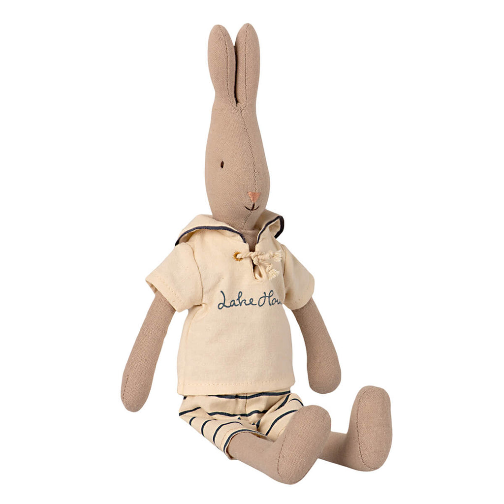 Rabbit in Off-White / Petrol Sailor Outfit (Size 2) by Maileg